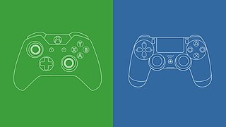 Xbox One Controller next to a Playstation 4 Controller.jpg