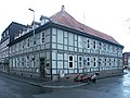 Barocker Fachwerkbau mit Doppelständern und Segmentbogenfenstern, erbaut zweite Hälfte 18. Jahrhundert (Göttingen, Kurze Straße 16[21])