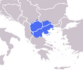 Pays historique de Macédoine et frontières contemporaines des Balkans.