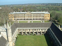 Position of the New Building and lawns behind the Cloister