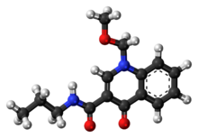 Ball-and-stick model of the terbequinil molecule