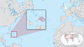 Lokasi  Kepulauan Turks dan Caicos  (dilingkari merah)