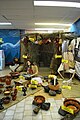 Display of pre-Hispanic scene with skeletons created for Day of the Dead on display at the library/museum