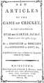 Image 8New articles of the game of cricket, 25 February 1774 (from Laws of Cricket)