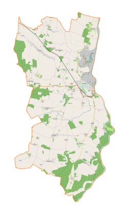 Mapa konturowa gminy Ścinawa, blisko centrum na prawo znajduje się punkt z opisem „Ścinawa”
