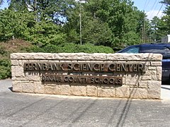 Main sign in front of science center