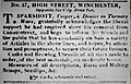 1832 ad for Sparshott's grandfather's shop