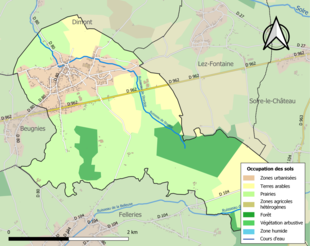 Carte en couleurs présentant l'occupation des sols.