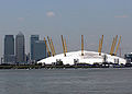 The Millennium Dome, with Canary Wharf in the background