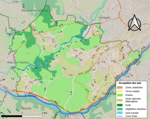 Carte en couleurs présentant l'occupation des sols.