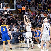 Sam Merrill takes shot in last game as a college athlete at home.jpg