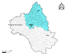 Cassuéjouls dans l'arrondissement de Rodez en 2020.