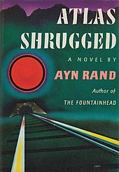 Dust jacket from Atlas Shrugged depicting railroad tracks