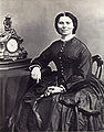 Cropped. Clara Barton circa 1865 by Mathew Brady, Washington, D.C. Most famous and widely circulated photograph of Clara Barton.