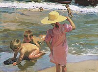 Infanoj ĉe la marbordo (1903) de Joaquín Sorolla