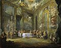 Carlos III comiendo ante su corte, de Paret, 1771-1772 (ficha en la web del Museo del Prado).