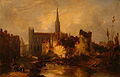 Vue du chevet de l'église Saint-Pierre et de l'Odon - William Fowler (1841)