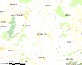 Mapa obce Cressanges