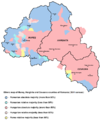 Mappa delle etnie in Harghita, Covasna e Mureș secondo il censimento del 2011