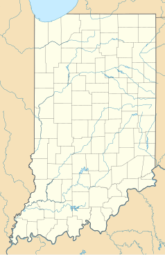 Mapa konturowa Indiany, blisko centrum po lewej na dole znajduje się punkt z opisem „Linton”