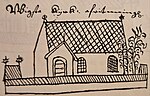 Viksta kyrka avtecknad av Johannes Haquini Rhezelius 1638