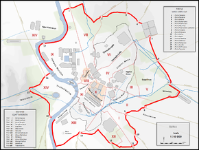 Carte de la Rome antique montrant la localisation de Porta Tiburtina.