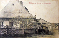 Šillingerův pivovar v Cerhovicích před první světovou válkou na dobové pohlednici