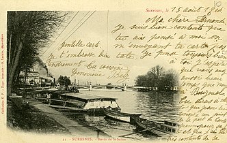 Le pont, vu des berges de Suresnes.