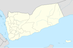 Mapa konturowa Jemenu, po lewej znajduje się punkt z opisem „Sana”