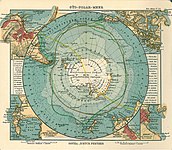 Peta tahun 1906 oleh penerbit Jerman Justus Perthes menunjukkan Antartika dikelilingi oleh Antarktischer (Sudl. Eismeer) Ocean – ‘Lautan Antartika (Arktik Selatan)’.