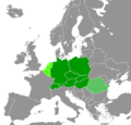 De Staten in Middeleuropa (Meyers Grosses Taschenlexikon, 1999):     Middeleuropääsche Staten     Middeleuropa (in'n breedern Sinn)     Staten, de hen un wenn to Middeleuropa mit totellt weert