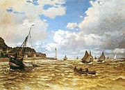 Ustje Sene pri Honfleurju, 1865, Norton Simon Foundation, Pasadena, CA; indicates the influence of Dutch maritime painting.[26]