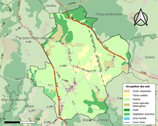 Carte en couleurs présentant l'occupation des sols.