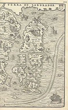 Carte du XVIe siècle des terres explorées par Cabot.