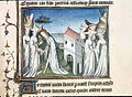 Tetis confía a Aquiles ó coidado de Licomedes e as súas fillas (miniatura, c. 1400)