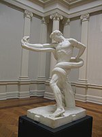 Piton iile güreşen Atlet, beyaz mermer heykel, 1888–1891