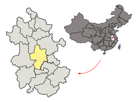 Location o Hefei Prefectur athin Anhui