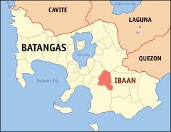 Map of Batangas with Ibaan highlighted