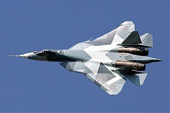 Russian Sukhoi Su-57, showing multi-shade pattern camouflage, influenced by Ferris.