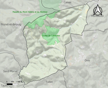 Carte des ZNIEFF de type 1 sur la commune.