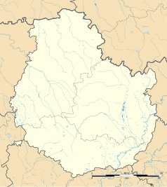 Mapa konturowa Côte-d’Or, blisko centrum na lewo znajduje się punkt z opisem „Vesvres”