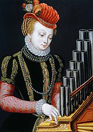 Saint Cecilia et son orgue de table de 14 notes (Ambrosius Benson).