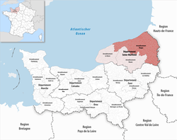 Dieppe arrondissementinin Normandiya'daki konumu