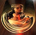 Vera Bugatti: cylindrical mirror anamorphosis with portrait