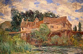 Claude Monet : Maisons sur le vieux pont de Vernon (vers 1883) Collection du Musée d'Art de La Nouvelle-Orléans.