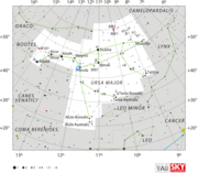 Finder chart for galaxy Messier 109 (circled in blue)