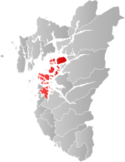 ローガラン県におけるスタヴァンゲルの位置の位置図