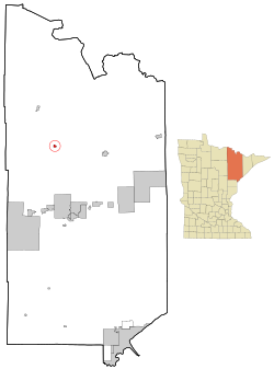 Location of the city of Cook within Saint Louis County, Minnesota