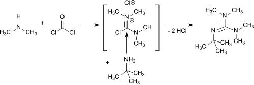 Synthese von 2-tert.-Butyl-1,1,3,3-tetramethylguanidin aus TMU