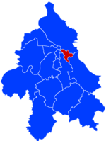 Location of Zvezdara within the city of Belgrade